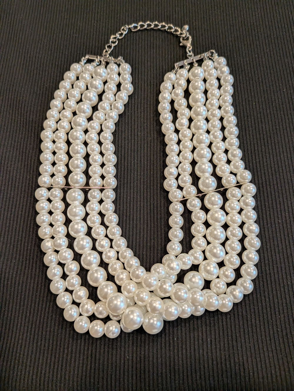 B#4:Classic Multi-Strand White Faux Pearl Necklace 9" Unbranded